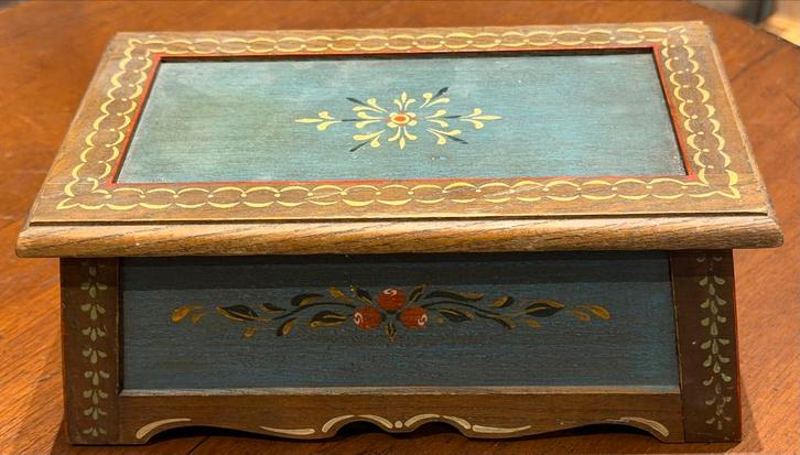 Vintage Arni Houten Sieradendoosje - Handgeschilderd, Huis en Inrichting, Woonaccessoires | Kisten, Gebruikt, Minder dan 50 cm