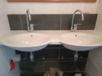 Dubbele wastafel, Huis en Inrichting, Badkamer | Badkamermeubels, Ophalen, Gebruikt, 100 tot 150 cm, Minder dan 100 cm