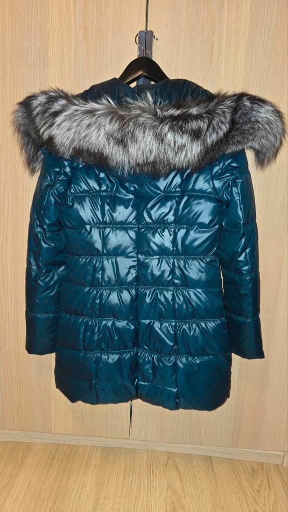 Prachtige winterjas met bontkraag - Maat 36, Kleding | Dames, Jassen | Winter, Zo goed als nieuw, Maat 36 (S), Blauw, Ophalen of Verzenden