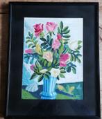 Naïef Stilleven. Rozen. Gouache.Sign. 34/43 cm. 1941., Ophalen, Minder dan 50 cm, Oorspronkelijke maker, Zo goed als nieuw