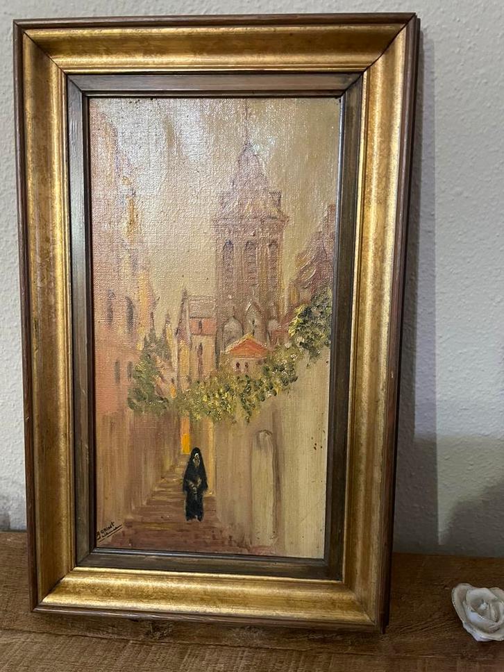 Antiek schilderstukje Religie, Antiek en Kunst, Antiek | Religie, Ophalen of Verzenden