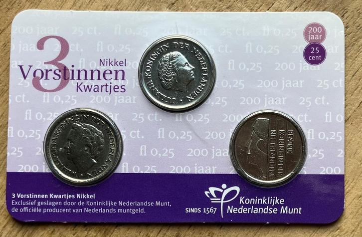 coincard 3 Vorstinnen Kwartjes, Postzegels en Munten, Munten | Nederland, Setje, 25 cent, Ophalen