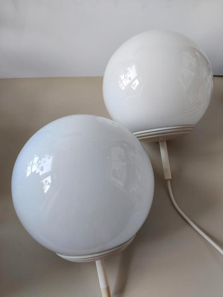 Retro Glazen Bol Lampen - Set van 2, Huis en Inrichting, Lampen | Wandlampen, Zo goed als nieuw, Glas, Ophalen