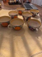 Clarice Cliff theekopjes – Bizarre "Gayday" serie –Set van 7, Ophalen of Verzenden