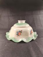 Vintage glazen lampenkapje wit/groen, Groen, Rond, Ophalen of Verzenden, Zo goed als nieuw