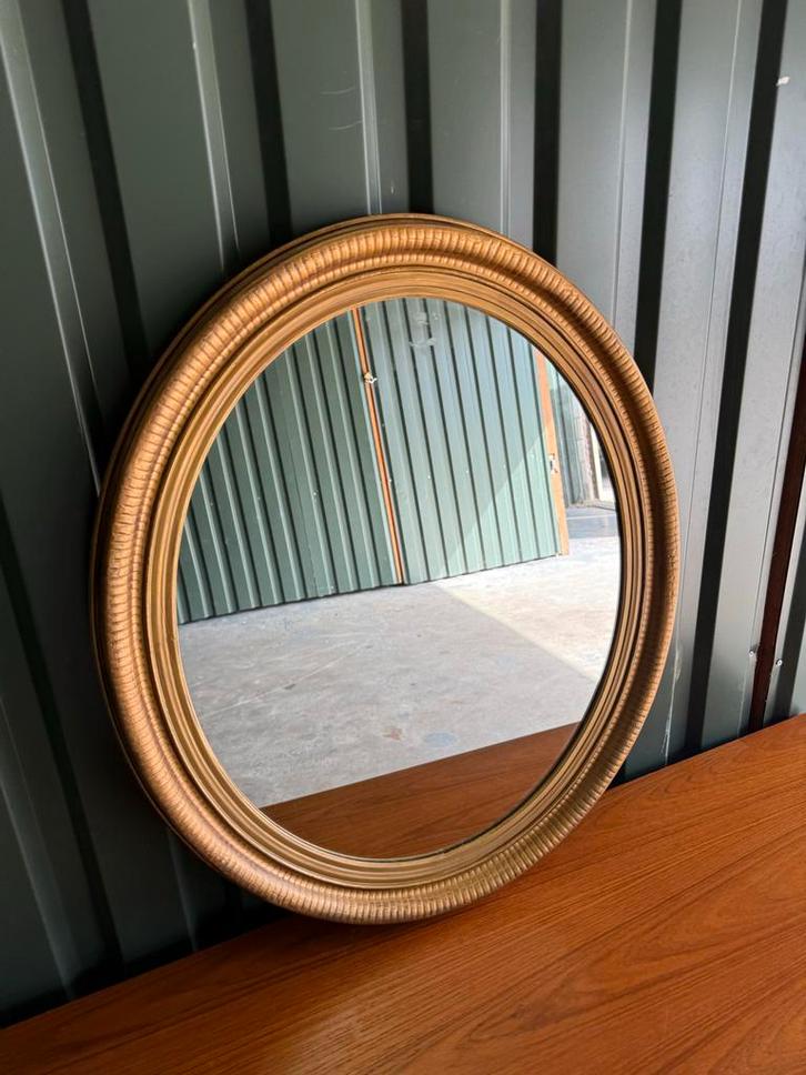 Antieke Ovale Spiegel met Gouden Lijst 70x60cm, Huis en Inrichting, Woonaccessoires | Spiegels, Gebruikt, 50 tot 75 cm, Minder dan 100 cm