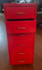 Metalen ladekast IKEA met 6 lades rood, Ophalen, Minder dan 50 cm, Gebruikt, 5 laden of meer
