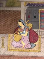 Old Indian miniature painting India Mughal Ragini Gujari, Antiek en Kunst, Ophalen of Verzenden
