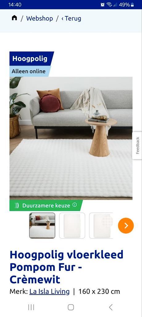 vloerkleed action wit hoogpolig nieuw in doos, Huis en Inrichting, Stoffering | Tapijten en Kleden, Nieuw, 150 tot 200 cm, 200 cm of meer
