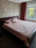 Hardhouten bed met houten onderbodem, Ophalen, Gebruikt, Bruin, 210 cm