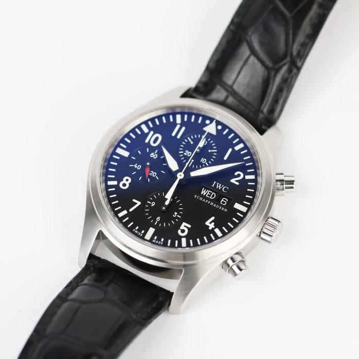 IWC Pilot Chrono Classic 42 (Zeer goed/ 2009), Sieraden, Tassen en Uiterlijk, Horloges | Heren, Zo goed als nieuw, Polshorloge