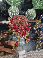 Vintage Broche Groot - Nieuwstaat, Overige materialen, Met strass, Ophalen of Verzenden, Roze