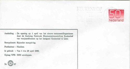 37 Nederland 1980 Bloemententoonstelling Keukenhof Lisse, Postzegels en Munten, Brieven en Enveloppen | Nederland, Envelop, Ophalen of Verzenden