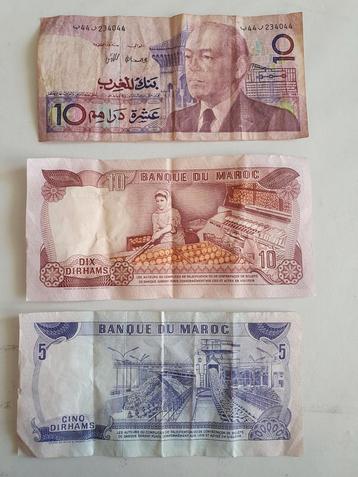 Setje bankbiljetten uit Marokko, 10 Dirham en 5 Dirham beschikbaar voor biedingen