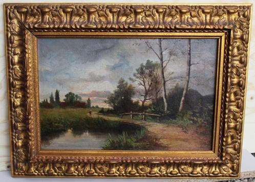 Hollandse school, antiek schilderij, olieverf op doek., Antiek en Kunst, Kunst | Schilderijen | Klassiek, Ophalen of Verzenden