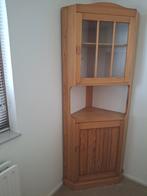 Grenen Houten Vitrinekast.( Hoek), Ophalen, Gebruikt, 50 tot 100 cm, Glas