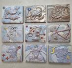Set van 9 Zodiac tegels Adriaan vd Plas Russell-Tiglia, Antiek en Kunst, Antiek | Keramiek en Aardewerk, Ophalen of Verzenden