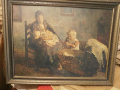 Hein KEVER, Mooie Nostalgische Prent Moeder met Kinderen, Verzamelen, Foto's en Prenten, Gebruikt, Overige onderwerpen, Voor 1940