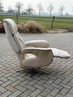 Hjort Knudsen Relaxfauteuil Crème Leder - Handbediening, Huis en Inrichting, Fauteuils, Ophalen, Luxe relaxfauteuil, ., Zo goed als nieuw