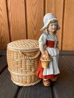 Antieke Tabakspot Bloemen meisje met mand 19 cm, Ophalen of Verzenden