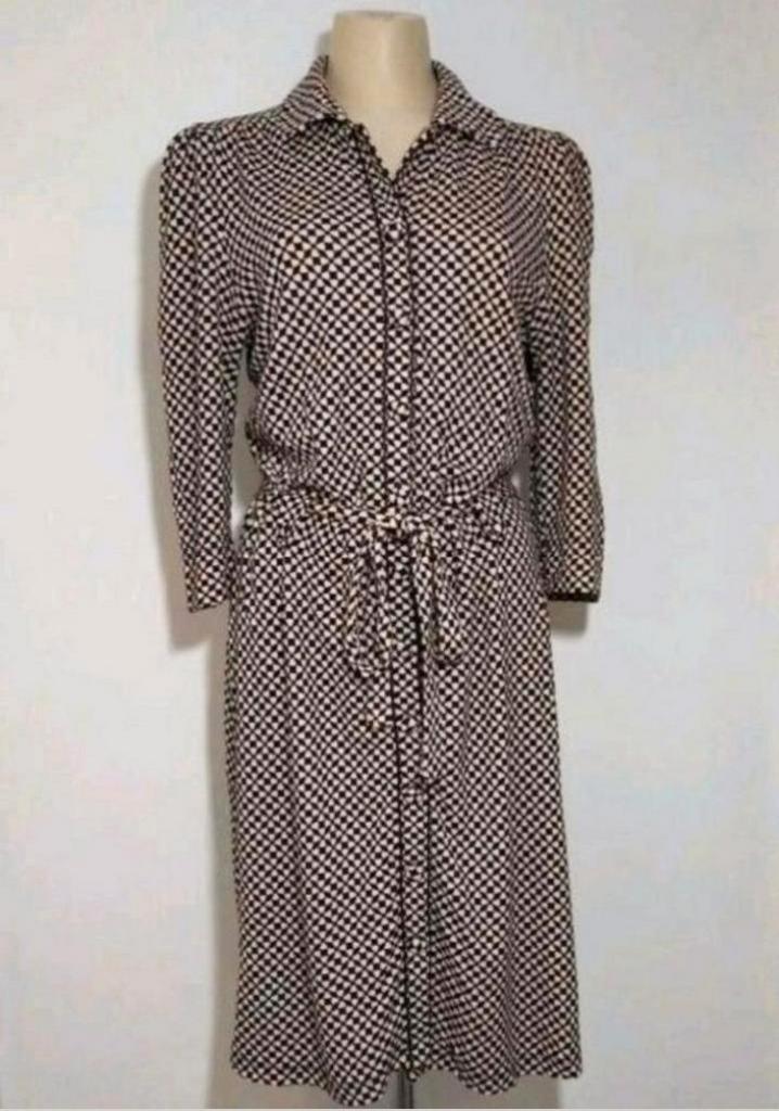 Gedessineerde (beige-zwart) deux-pièces van King Louie, Kleding | Dames, Jurken, Zo goed als nieuw, Maat 42/44 (L), Overige kleuren