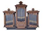 Prachtig orgel front met 21 tinnen pijpen, Ophalen, Gebruikt, 2 klavieren, Orgel
