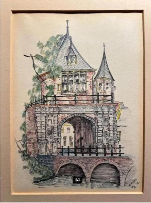 Oosterpoort Hoorn - door D. de Jong (1948), Antiek en Kunst, Kunst | Tekeningen en Foto's, Ophalen of Verzenden