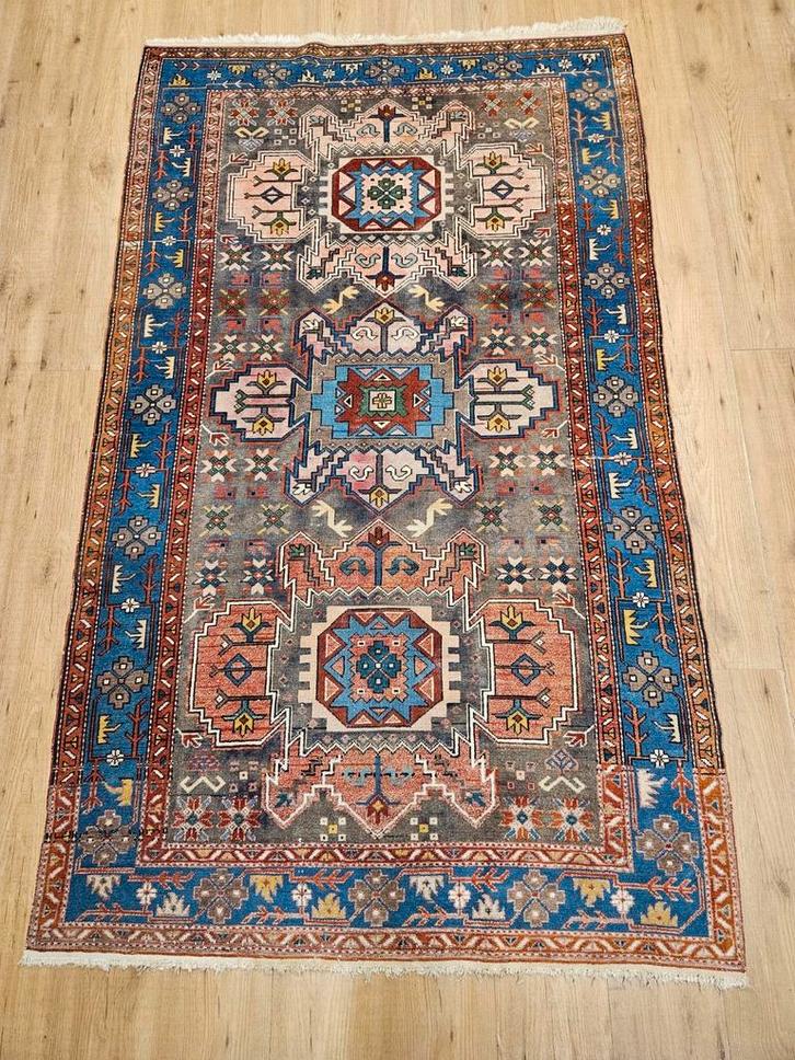 Vintage handgeknoopt perzisch tapijt shiraz antiek 215x137, Huis en Inrichting, Stoffering | Tapijten en Kleden, Gebruikt, 100 tot 150 cm