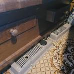 Rechthoekige massieve houten salontafel met twee lades, Huis en Inrichting, Tafels | Salontafels, Ophalen, Gebruikt, 200 cm of meer