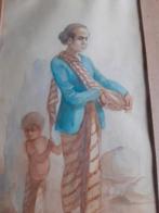 Aquarel indonesie, Antiek en Kunst, Ophalen of Verzenden