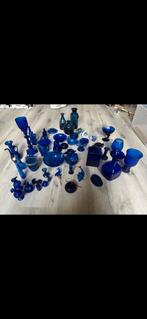 Blauw Glas Verzameling - Vazen, Potten, Dieren, Antiek en Kunst, Antiek | Glas en Kristal, Ophalen