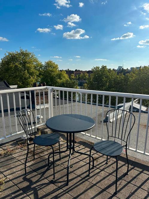 IKEA Tuinset - 2 Stoelen & Tafel - Zwart Metaal, Tuin en Terras, Tuinsets en Loungesets, Zo goed als nieuw, Tuinset, Aluminium