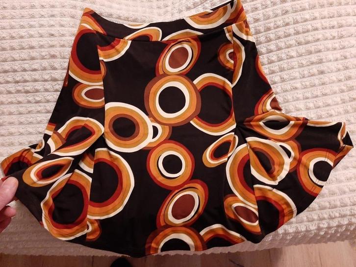 Super mooi rokje in retro-print mt 36 /15,-incl verz, Kleding | Dames, Rokken, Gedragen, Maat 36 (S), Overige kleuren, Boven de knie