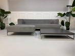 B&B Italia Solo designbank grijs stof Tafel: Tavolo + kruk, B&B Italia, Gebruikt, 100 tot 125 cm, Driepersoons