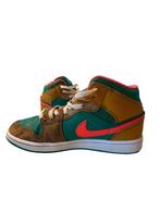 Jordan 1 Mid Roze/Groen/Goud - Gedragen, Ophalen of Verzenden, Gedragen, Groen, Sneakers of Gympen