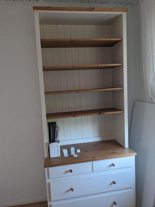 Witte boekenkast met lades, Huis en Inrichting, Kasten | Boekenkasten, Zo goed als nieuw, 200 cm of meer, 25 tot 50 cm, Ophalen