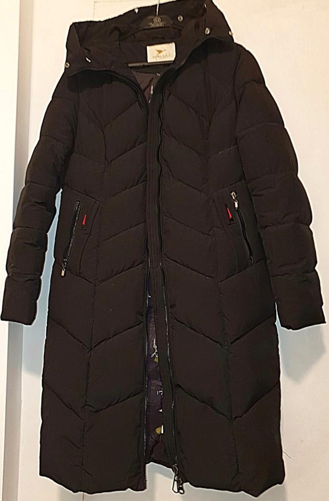 Zwarte gewatteerde dames winterjas - Maat M - Ophalen in DH., Kleding | Dames, Jassen | Winter, Gedragen, Maat 38/40 (M), Zwart