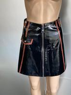 J601 Nikkie maat 34=XS nep lak-leren rok rokje zwart/bruin, Kleding | Dames, Rokken, Zwart, Ophalen of Verzenden, Zo goed als nieuw