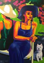 schilderij "in the garden two" acryl op linnen 70 x 100 cm, Huis en Inrichting, Ophalen, Oorspronkelijke maker, Zo goed als nieuw