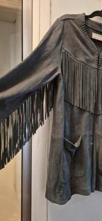 Prachtige suede jas met franjes, Ophalen of Verzenden, Zo goed als nieuw, Maat 36 (S), Grijs