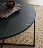 Westwing Design salontafel zwart, marmerlook, Ø 80cm, NwSt, Ophalen, 50 tot 100 cm, Rond, Zo goed als nieuw