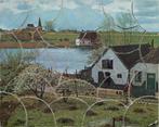houten puzzel "Hollands dorp in het voorjaar" ca 1960, Ophalen of Verzenden
