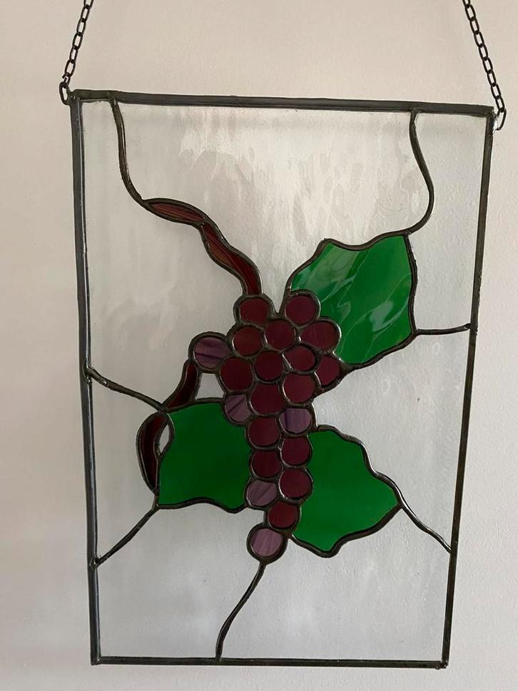 Glas in lood raamhanger, Doe-het-zelf en Verbouw, Glas en Ramen, Gebruikt, Minder dan 80 cm, Glas in lood, Ophalen of Verzenden