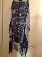 Mooie sjaal shawl satijnlook paisley print blauw wit bruin, Sjaal, Zo goed als nieuw, Verzenden