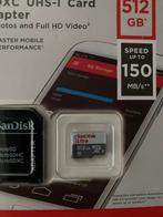 Sandisk micro SD geheugenkaart 512 GB plus adapter, nieuw, Audio, Tv en Foto, Fotografie | Geheugenkaarten, SD, Scandisk, Nieuw
