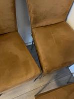 Eetkamerstoelen 4 tal suède metalen frame, Ophalen, Bruin, Zo goed als nieuw, Leer