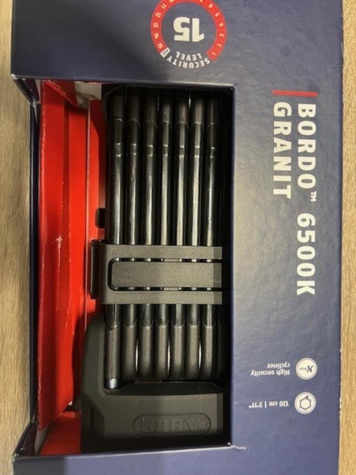 ABUS Vouwslot Bordo Granit X Plus 6500K SH 120cm zwart, Fietsen en Brommers, Fietsaccessoires | Fietssloten, Nieuw, Vouwslot, Ophalen of Verzenden