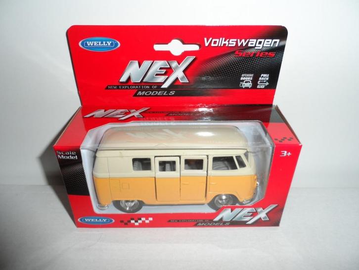 Welly - 1963 Volkswagen T1 Bus (geel en wit) 1:36, Hobby en Vrije tijd, Modelauto's | Overige schalen, Nieuw, Auto, Ophalen of Verzenden