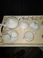 Thee servies jaren 50 met muzieknootjes, theepot, Ophalen of Verzenden, Zo goed als nieuw, Porselein, Overige stijlen