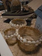 Riviera Maison Windlichten 3 x met schelpen, Huis en Inrichting, Ophalen of Verzenden, Zo goed als nieuw, Overige materialen, Minder dan 25 cm